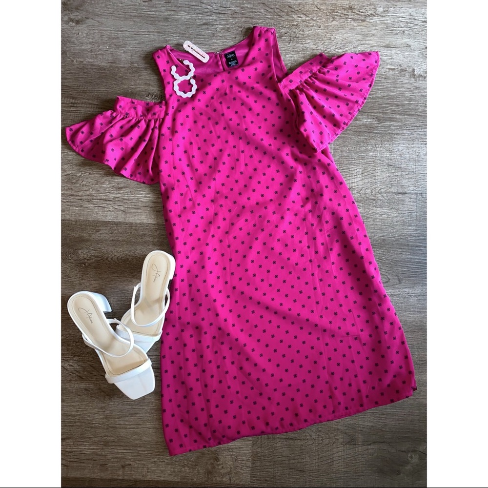 Pink Cut Off Shoulder Dress